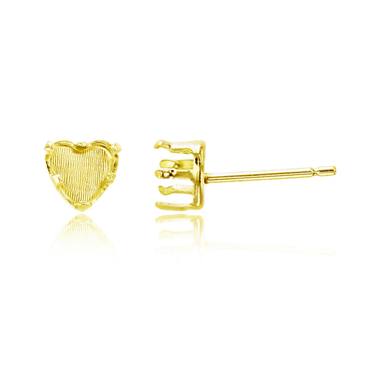 Sterling Silver Yellow 5x5mm Heart Prong Snap Stud Finding (PR)