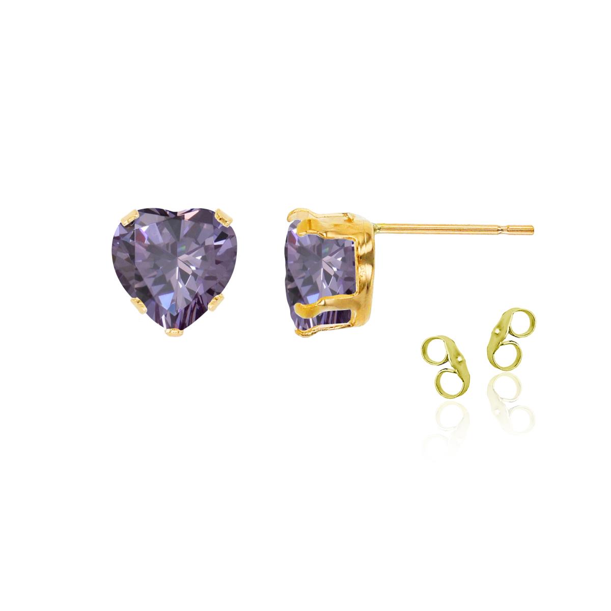 Sterling Silver Yellow 5x5mm Heart Amethyst Stud Earring with Clutch