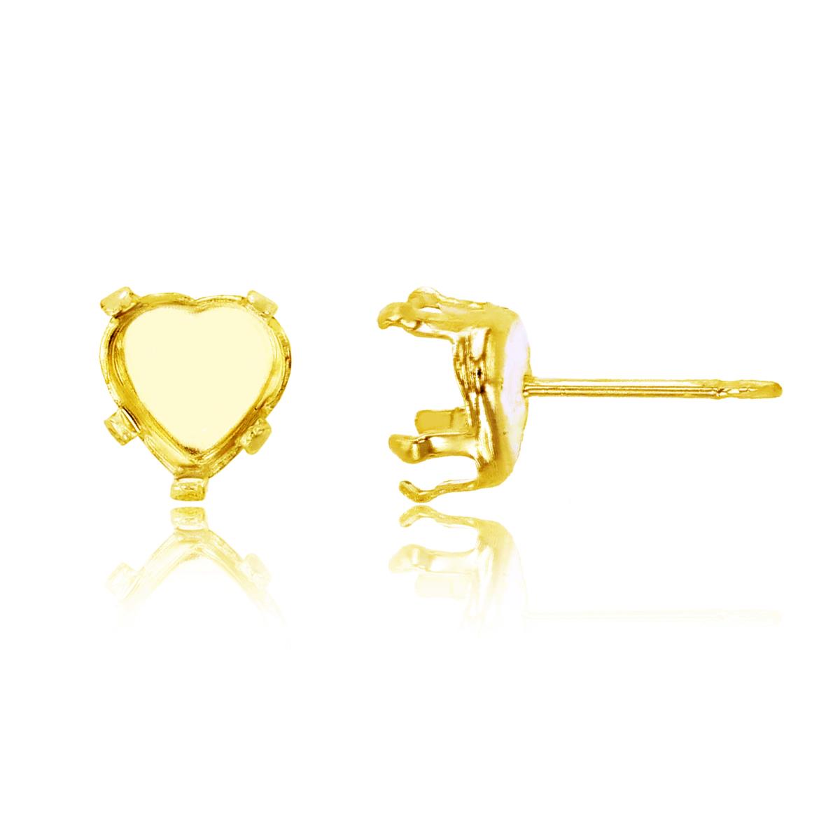 Sterling Silver Yellow 6x6mm Heart Prong Snap Stud Finding (PR)