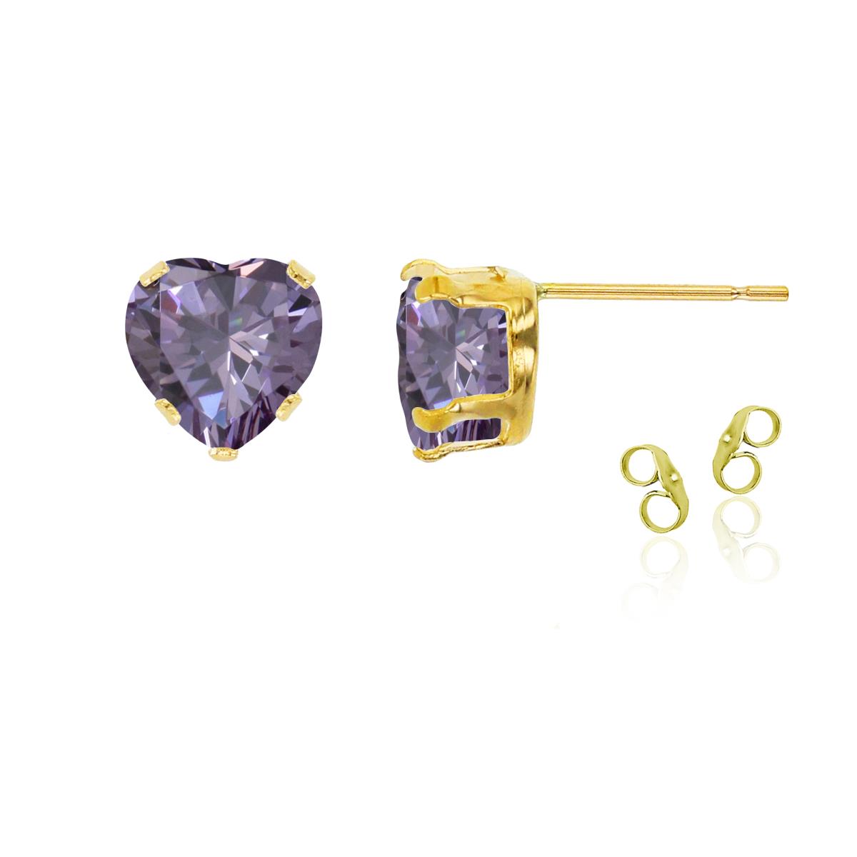 Sterling Silver Yellow 6x6mm Heart Amethyst Stud Earring with Clutch