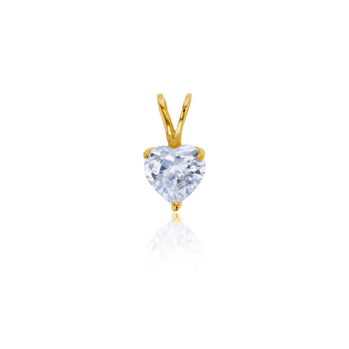 Sterling Silver Yellow 1-Micron 6mm AAA Heart Cut Solitaire Double Bail Pendant
