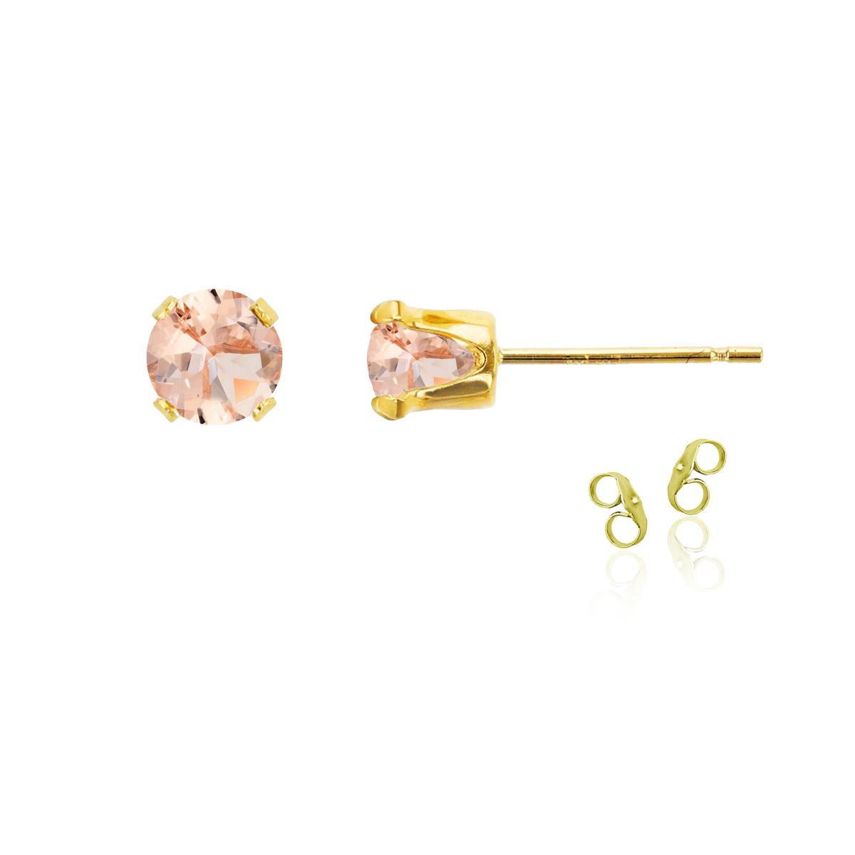 Sterling Silver Yellow 7mm Round Morganite Stud Earring with Clutch