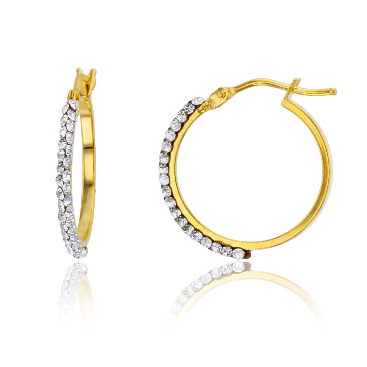 10K Yellow Gold Rnd White Crystal 20X1.65mm Hoop Earring