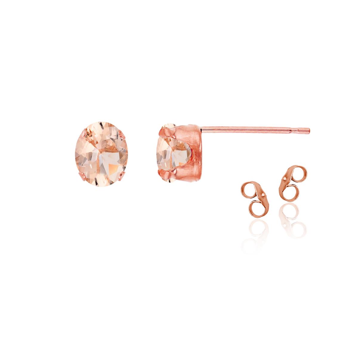 Sterling Silver Rose 6x4mm Oval Morganite Stud Earring with Clutch