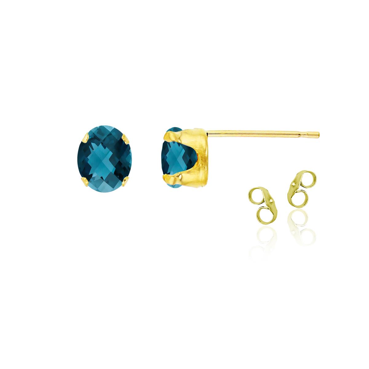 Sterling Silver Yellow 6x4mm Oval London Blue Topaz Stud Earring with Clutch