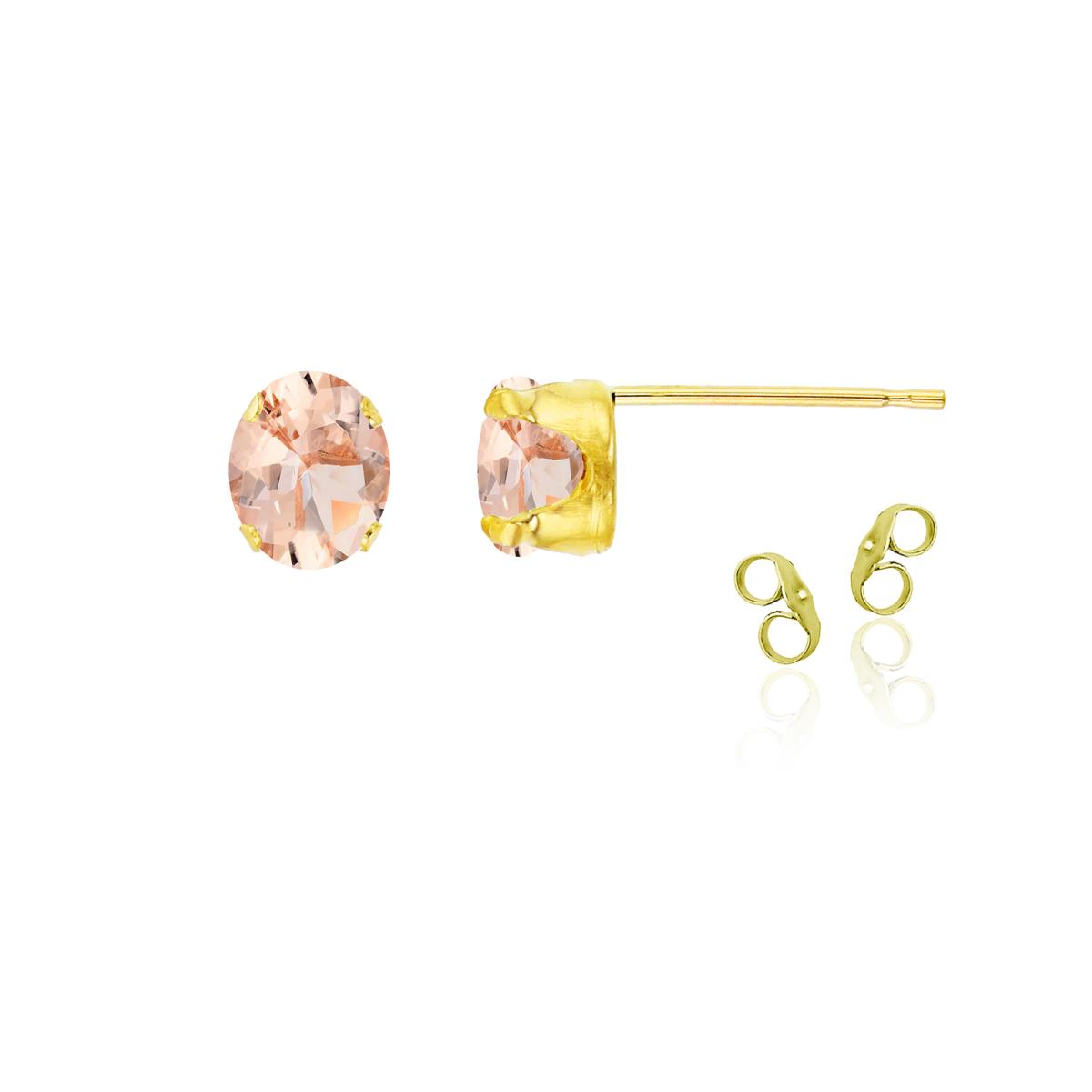 Sterling Silver Yellow 6x4mm Oval Morganite Stud Earring with Clutch