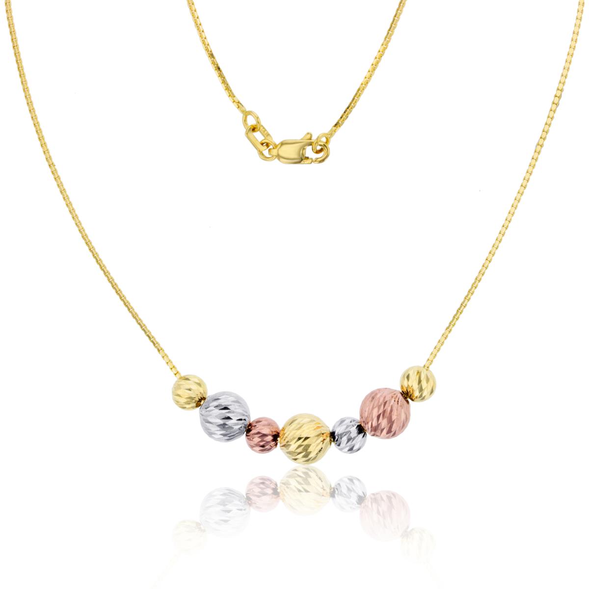 14K Tricolor Gold DC Movable Beads 18"Necklace