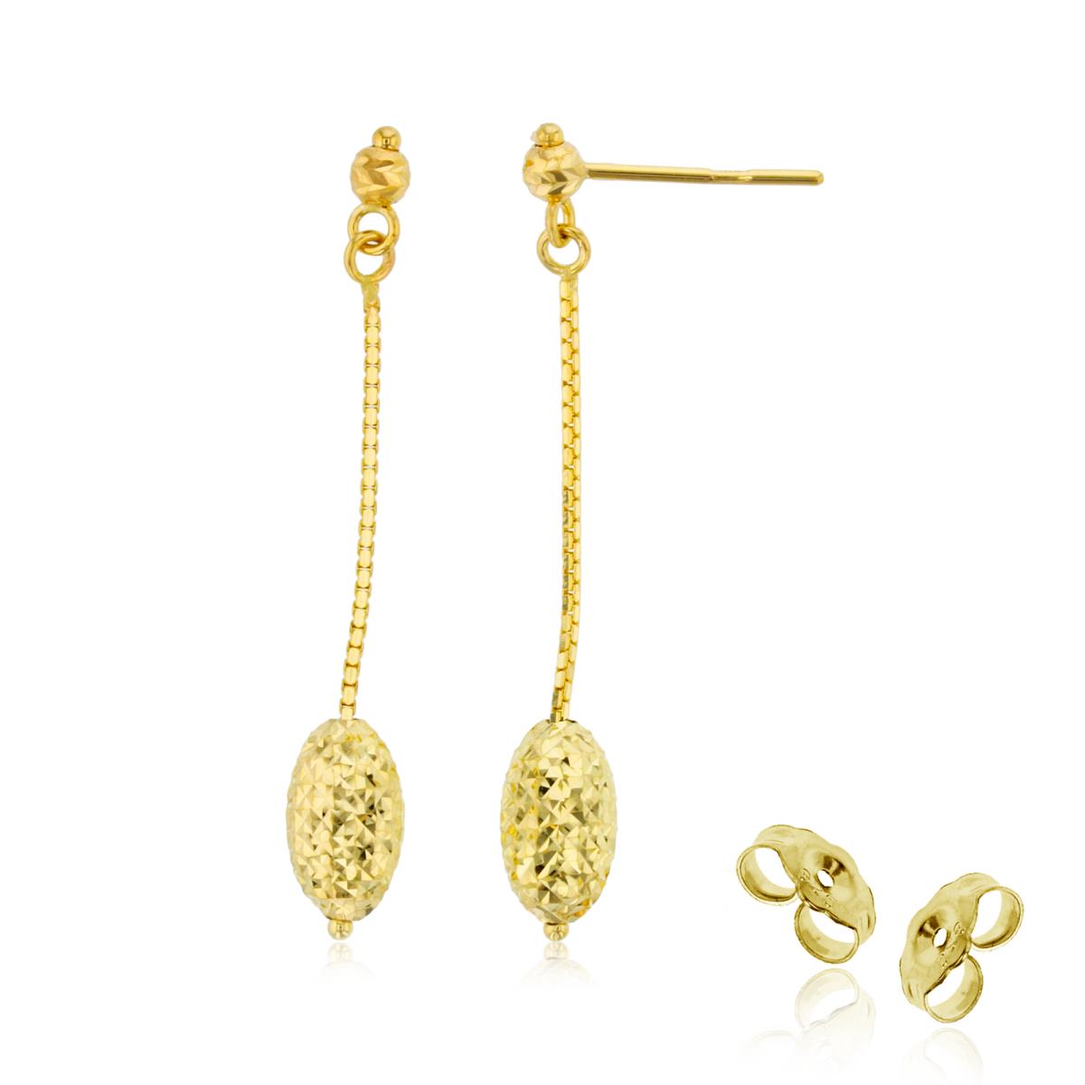 14K Yellow Gold DC MQ-Bead Dangling on Chain Earring