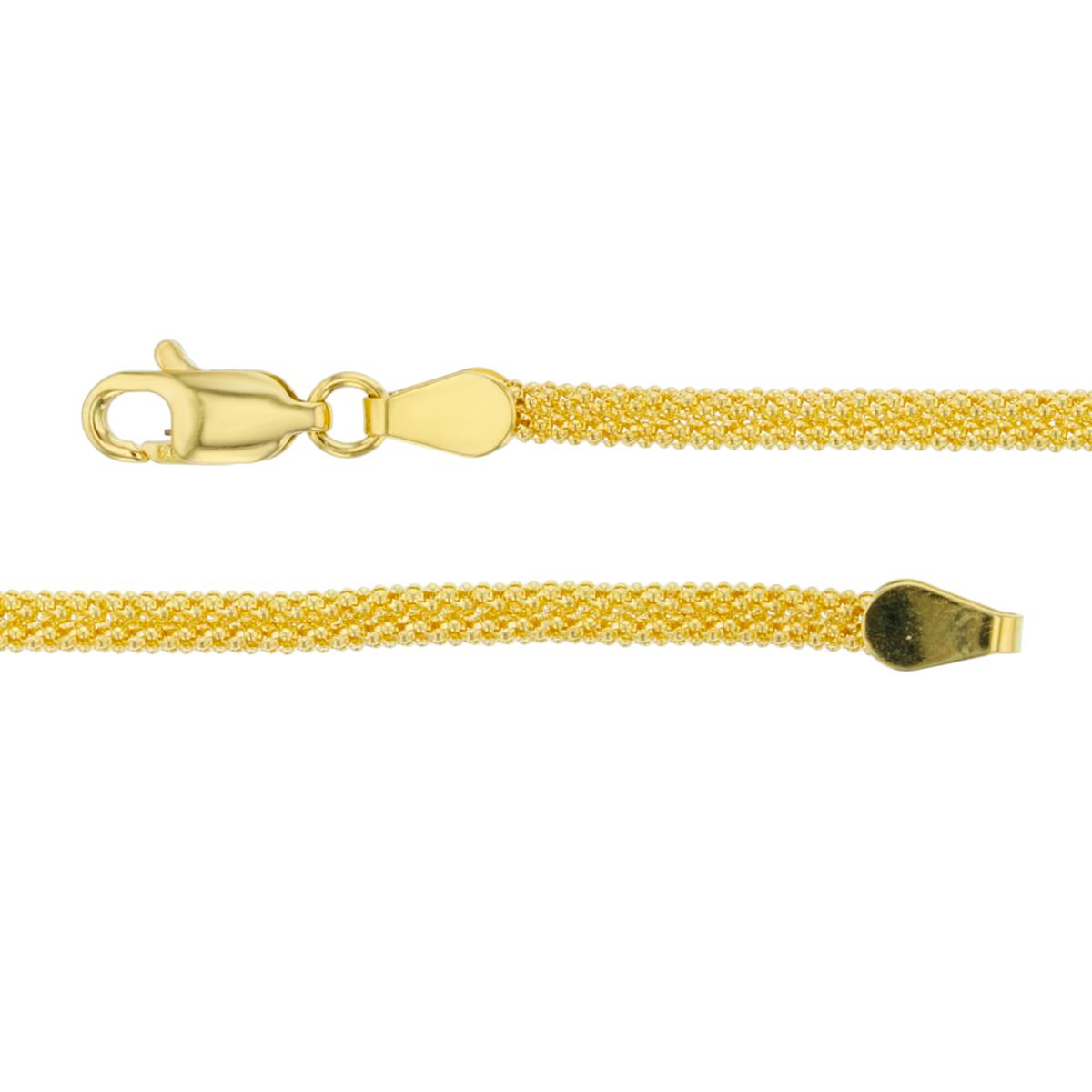 14K Yellow Gold Double Popcorn Chained 9"Bracelet