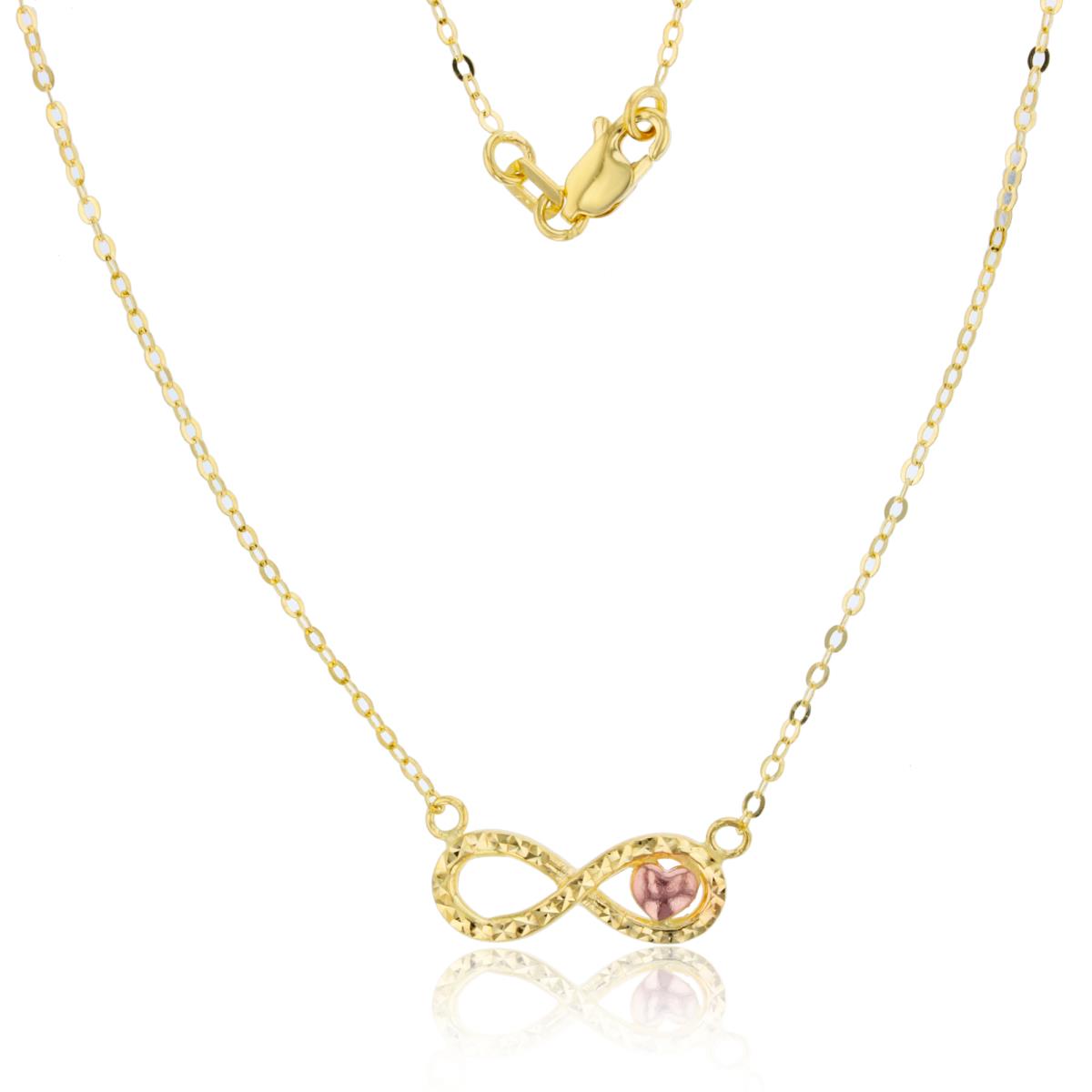 14K Two-Tone Gold Polished Heart inside DC Infinity 18"Necklace