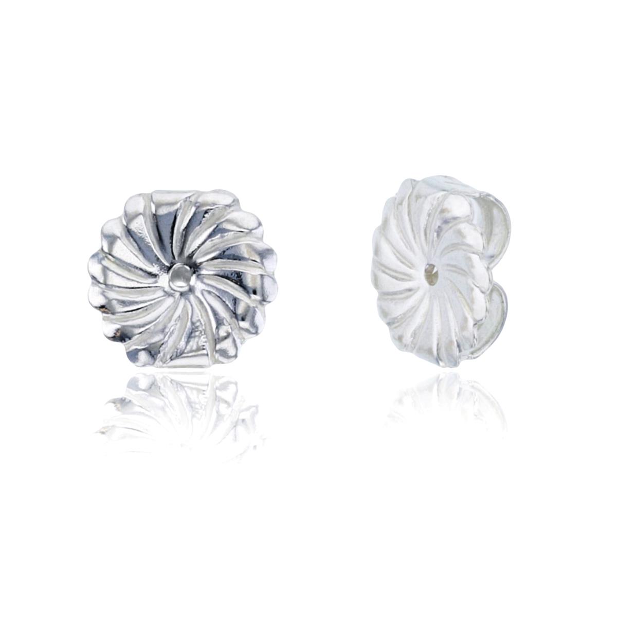 Sterling Silver Plated 9mm Twist Textured Earring Back Finding (1pc)