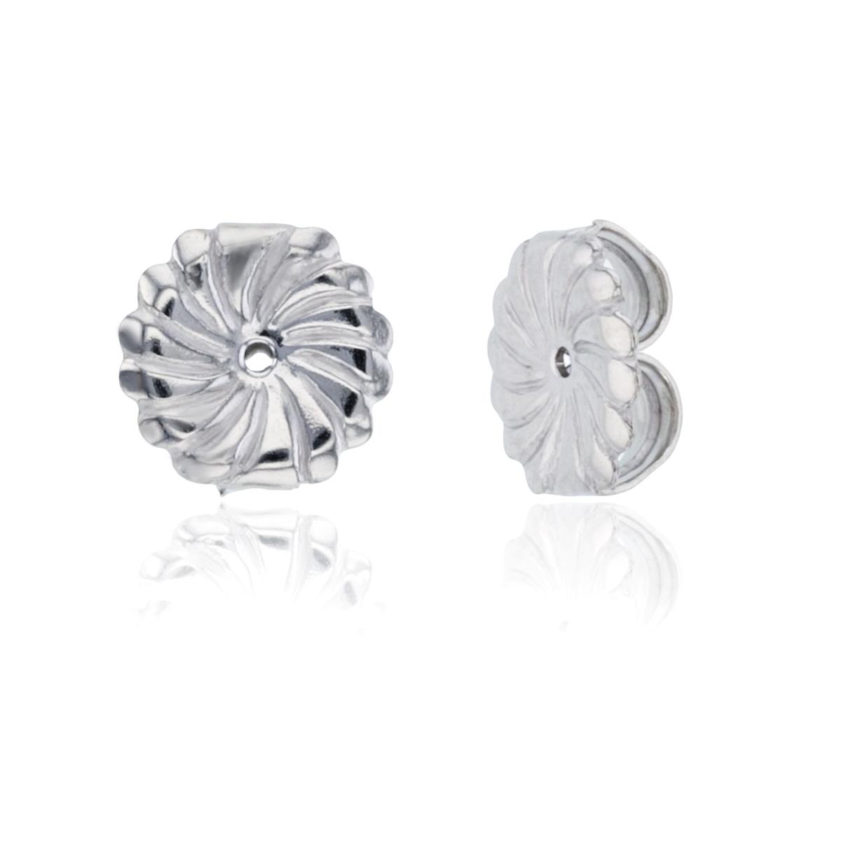 Sterling Silver Rhodium 9mm Twist Textured Earring Back Finding (1pc)