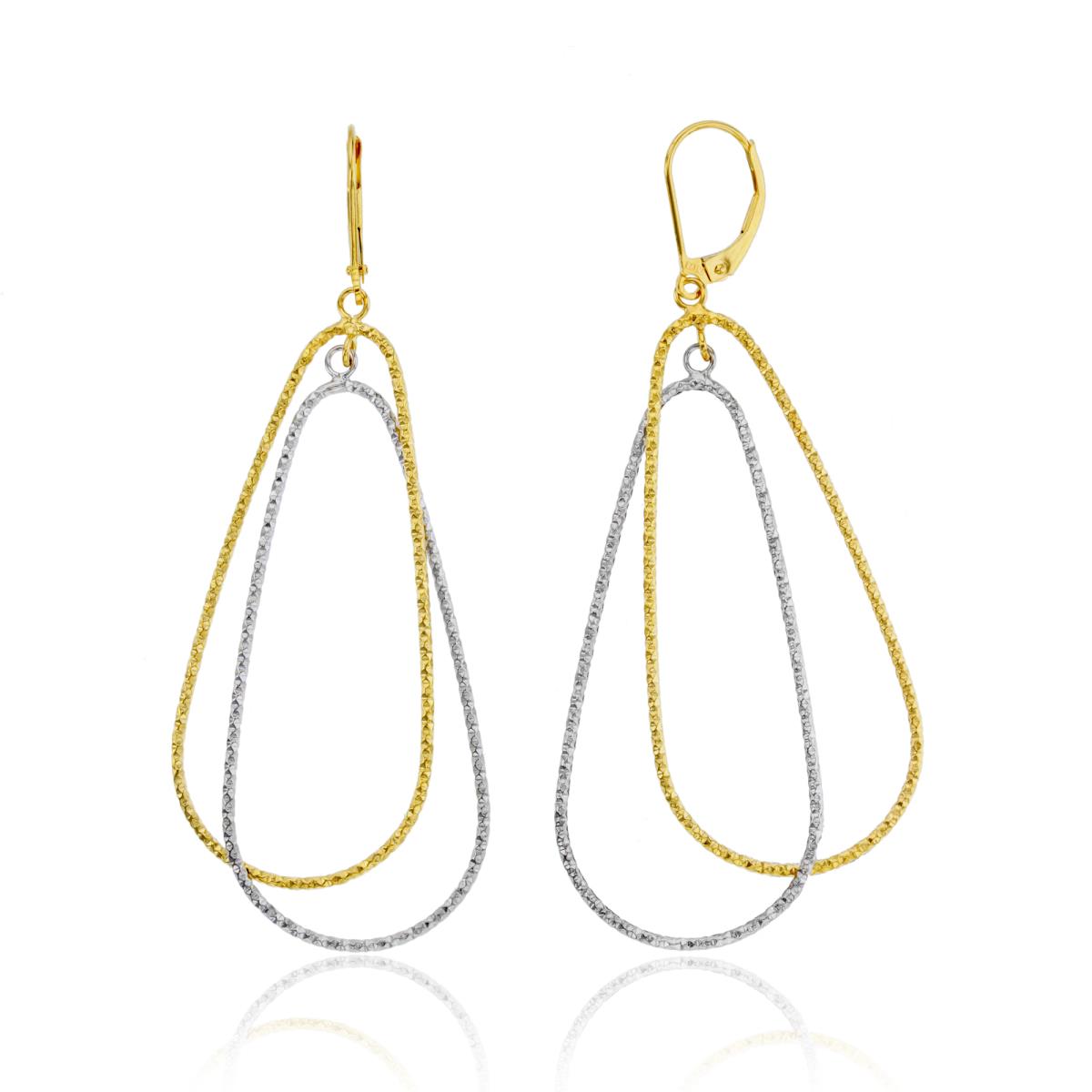 14K Two-Tone Gold DC Double PS-Open Tubes Dangling Earrings