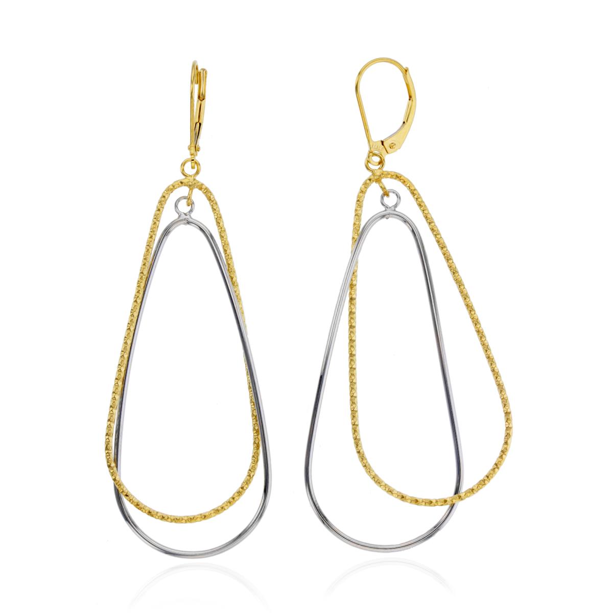 14K Two-Tone Gold White Polished & Yellow DC PS-OpenTubes Dangling Earring