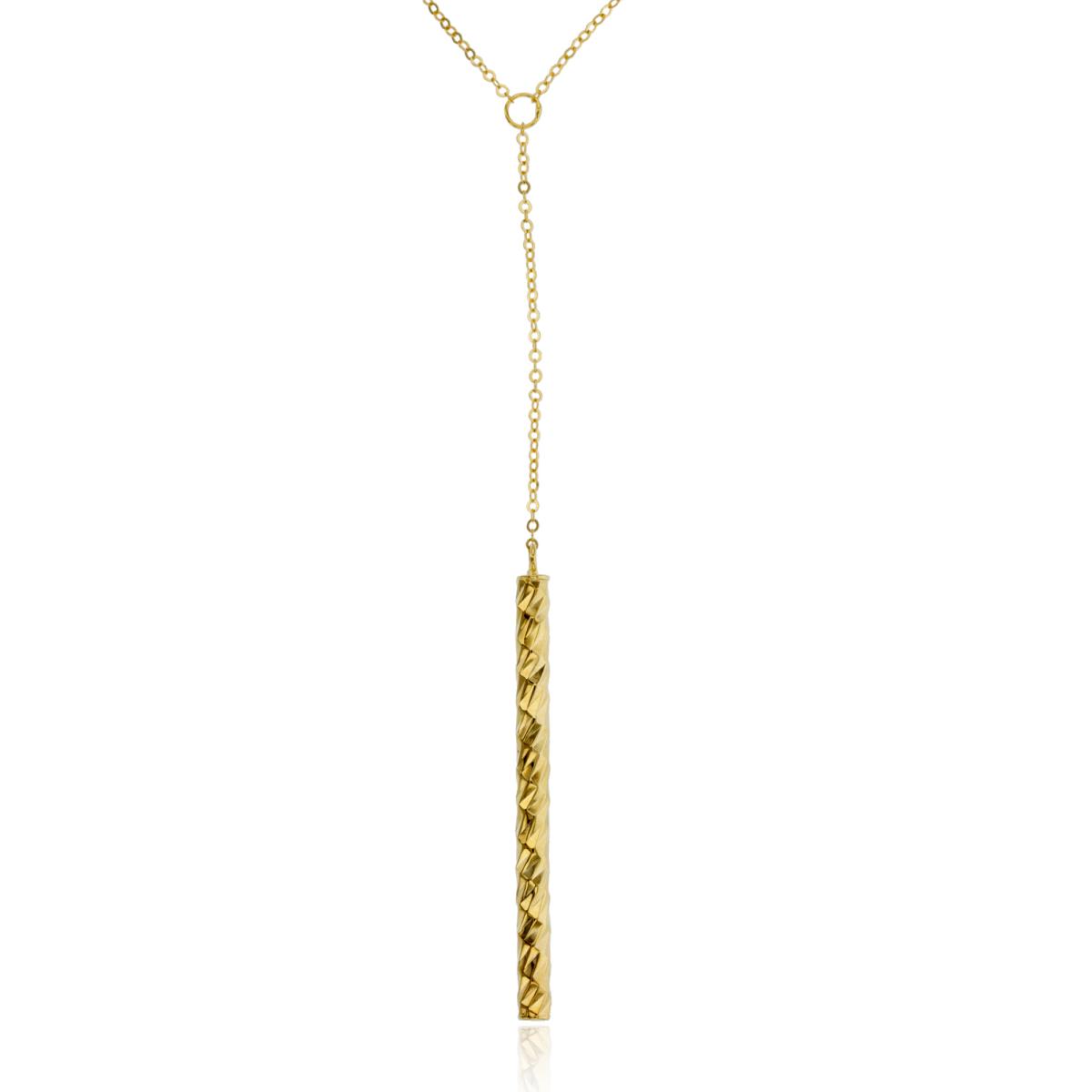 14K Yellow Gold DC Vertical Bar Dangling on 1.5"chain 16"+2"Necklace