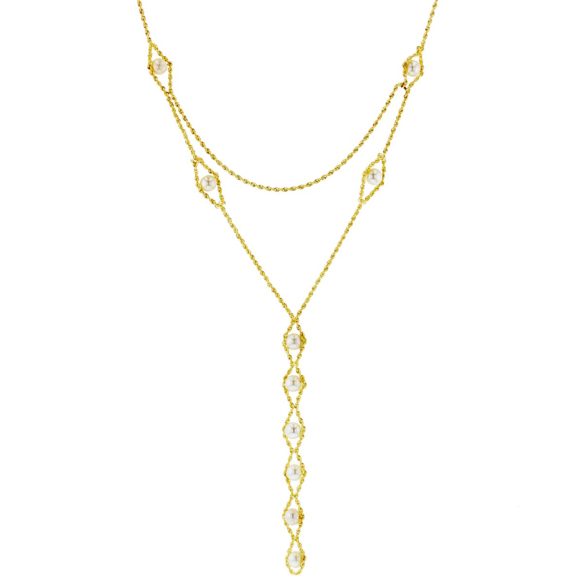 14K Yellow Gold FWP Rope Chain 16"-18" Y Necklace