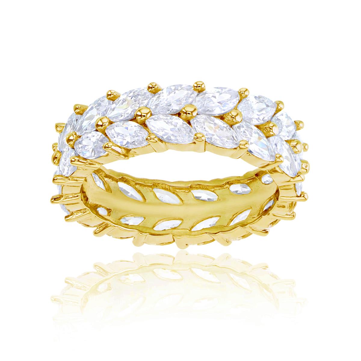 Sterling Silver Yellow 1-Micron 2 Row Marquis Eternity Ring