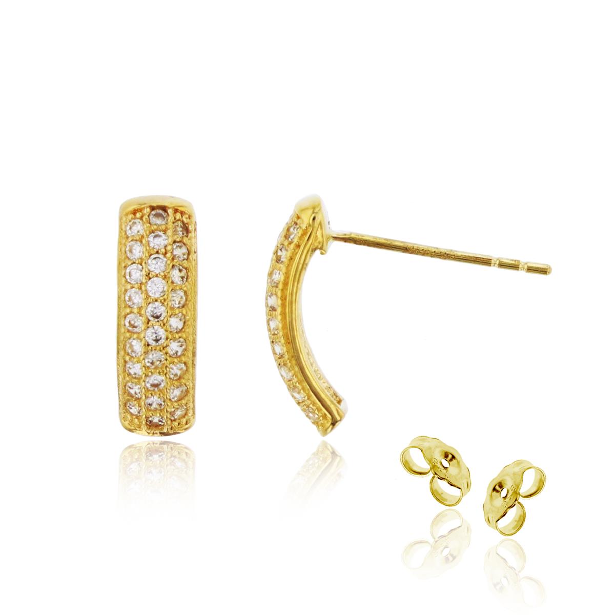 10K Yellow Gold Micropave Half Hoop Earring with 4.5mm Clutch
