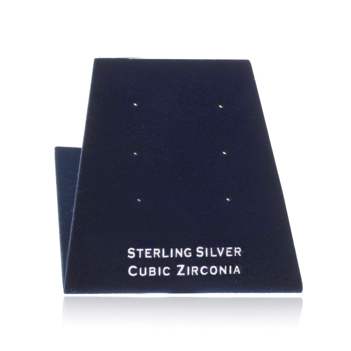 Sterling Silver Cubic Zirconia Navy Blue 3 Pairs of Studs Insert