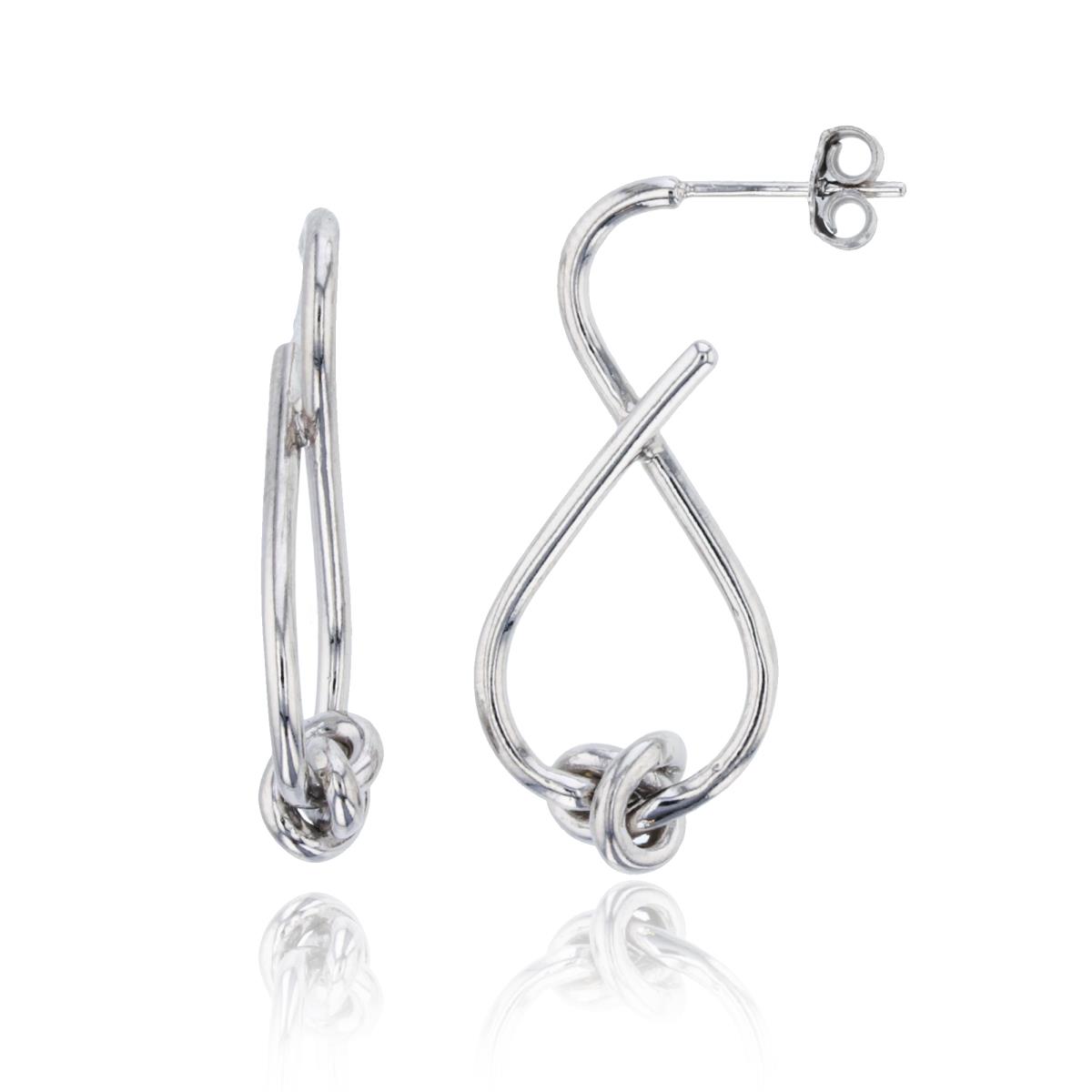 Sterling Silver Rhodium Polished Infiniti with Knot Earring
