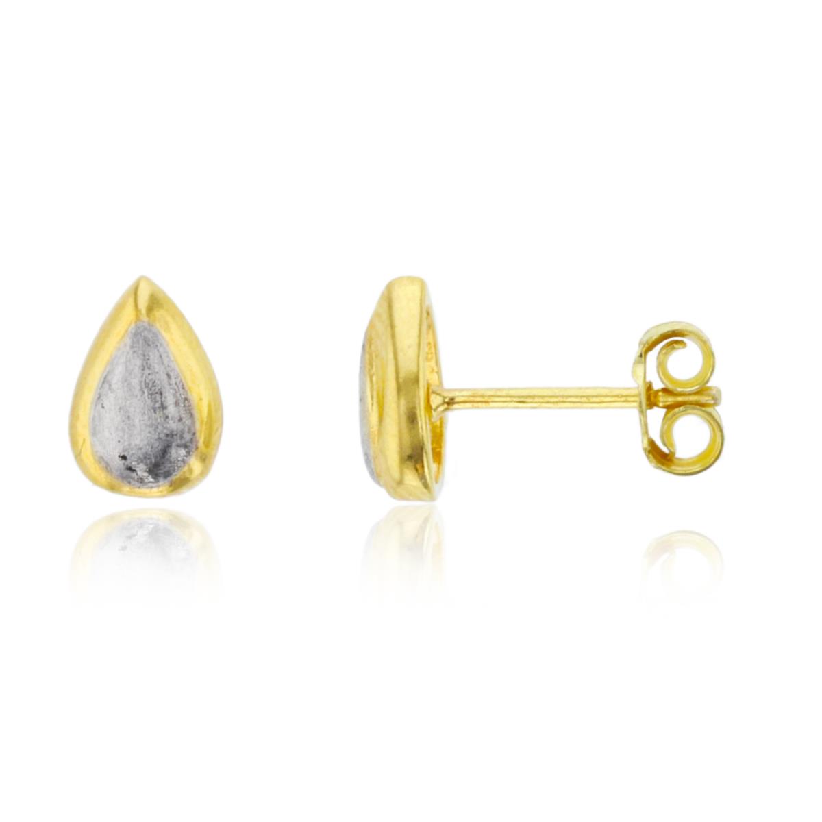Sterling Silver Two-Tone Polished & Textured PS-shape Studs