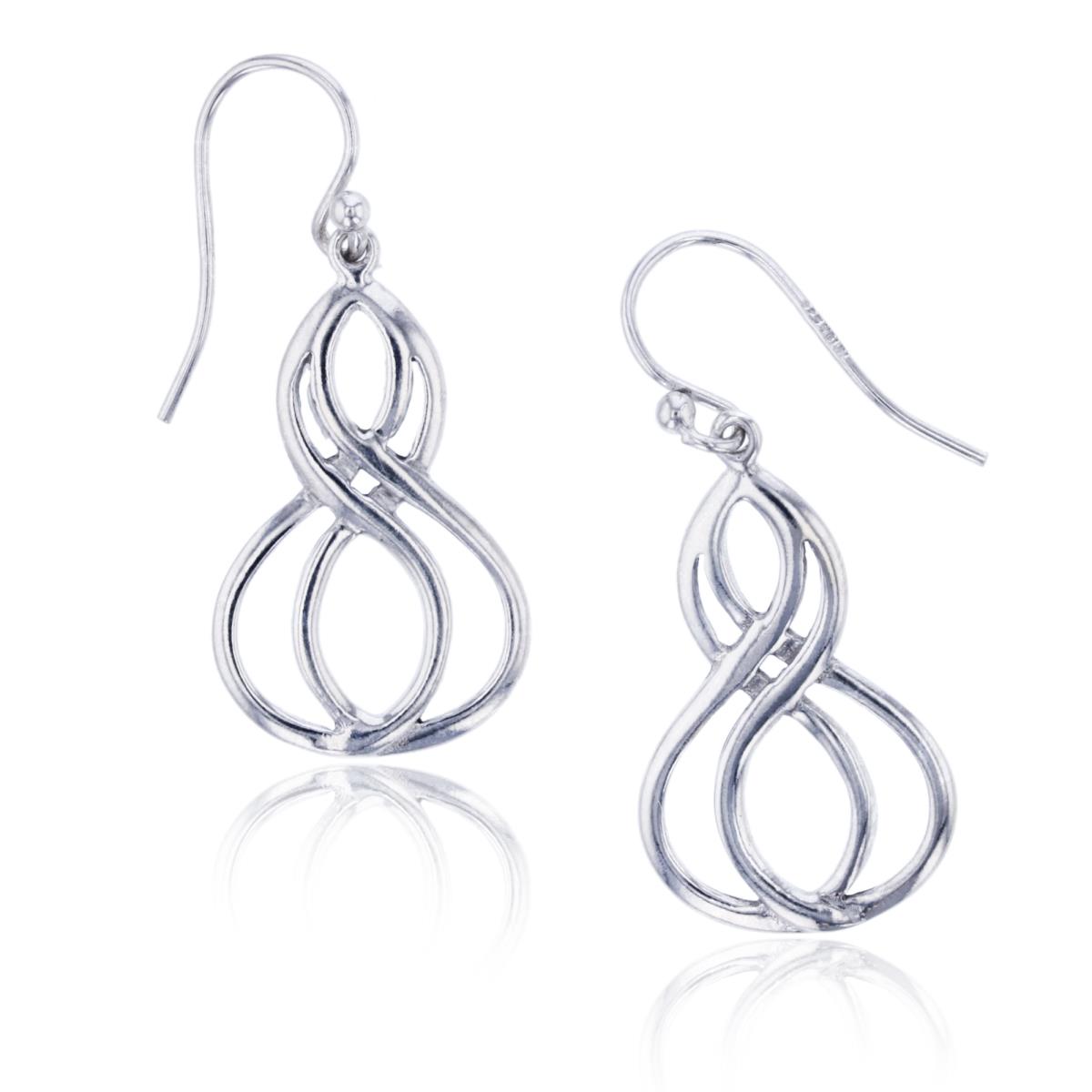 Sterling Silver Rhodium Polished Double Infiniti Dangling Earring