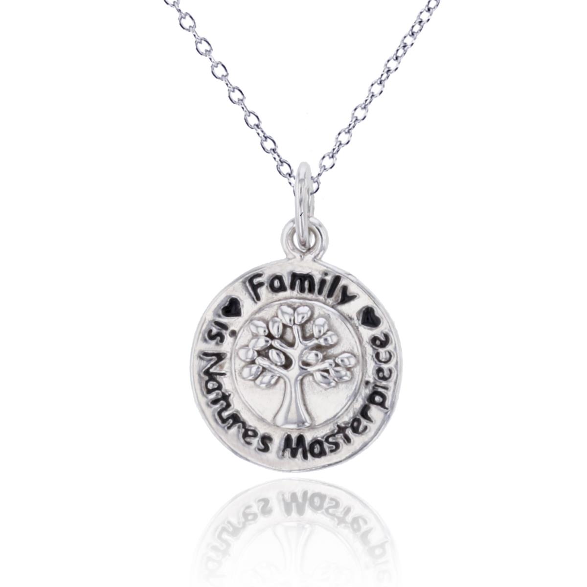 Sterling Silver Rhodium "Tree of Life" Circle 18"Necklace