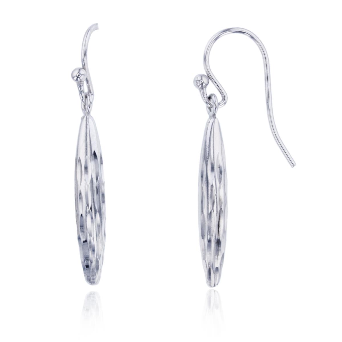 Sterling Silver Rhodium Diamond Cut Drop Earring