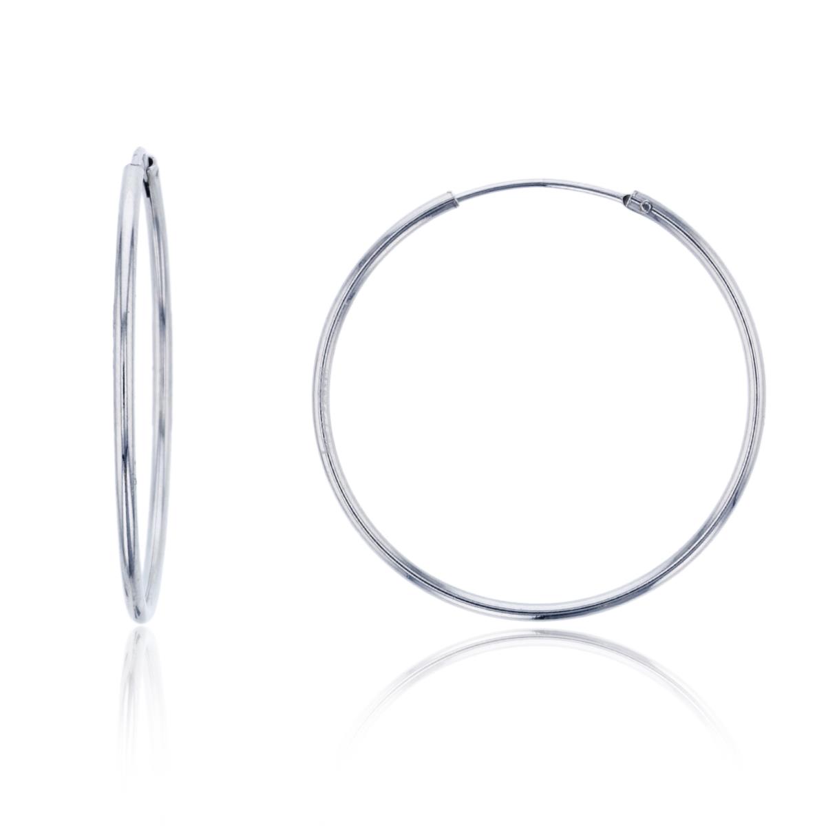 Sterling Silver Rhodium 30x1.25mm Polished Endless Hoop Earring