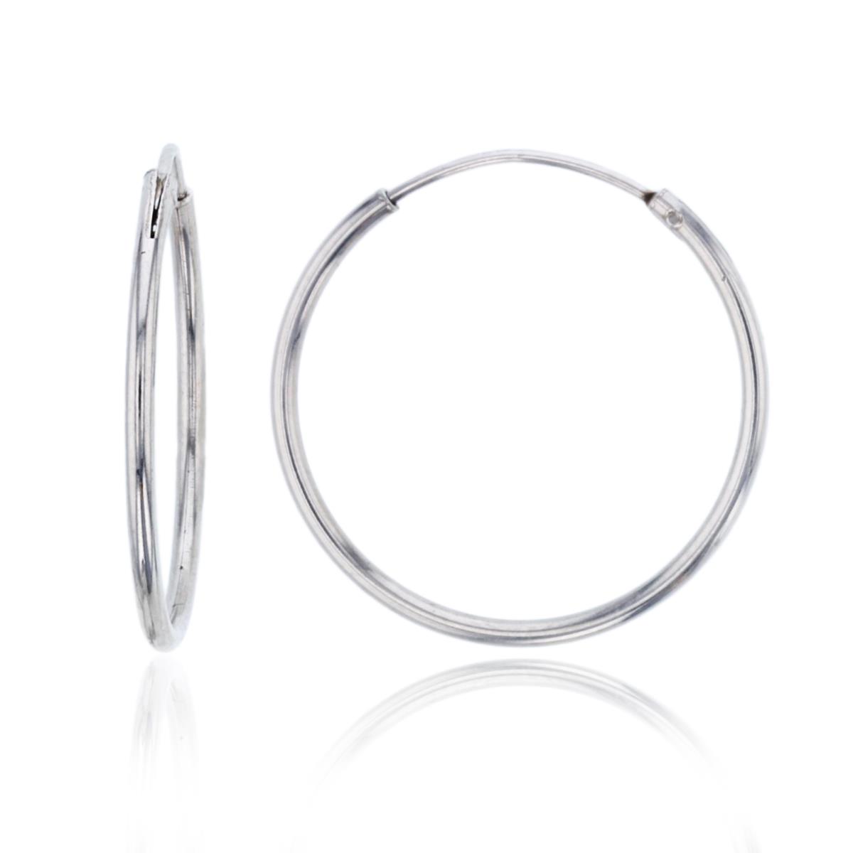 Sterling Silver Rhodium 22x1.25mm Polished Endless Hoop Earring