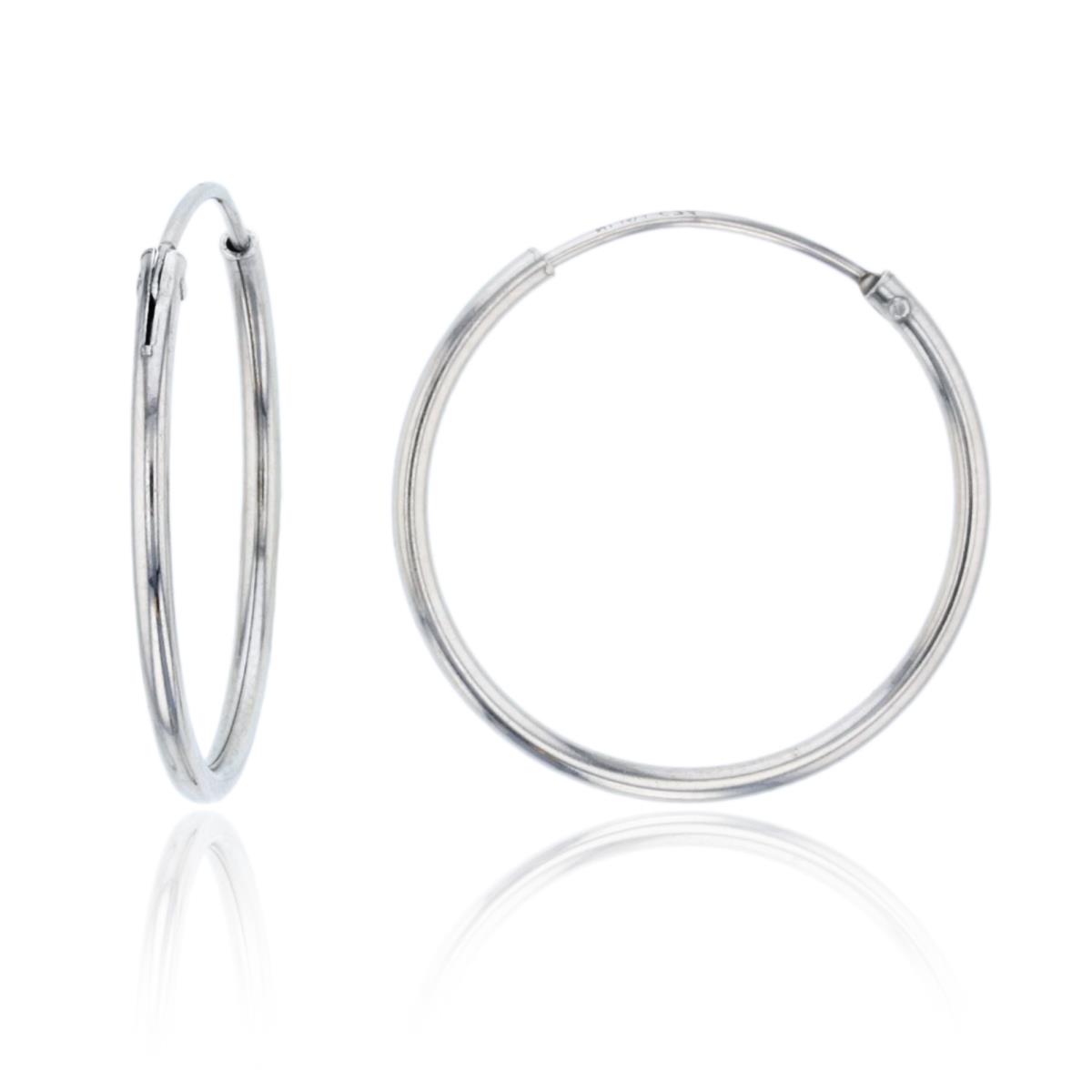 Sterling Silver Rhodium 20x1.25mm Polished Endless Hoop Earring