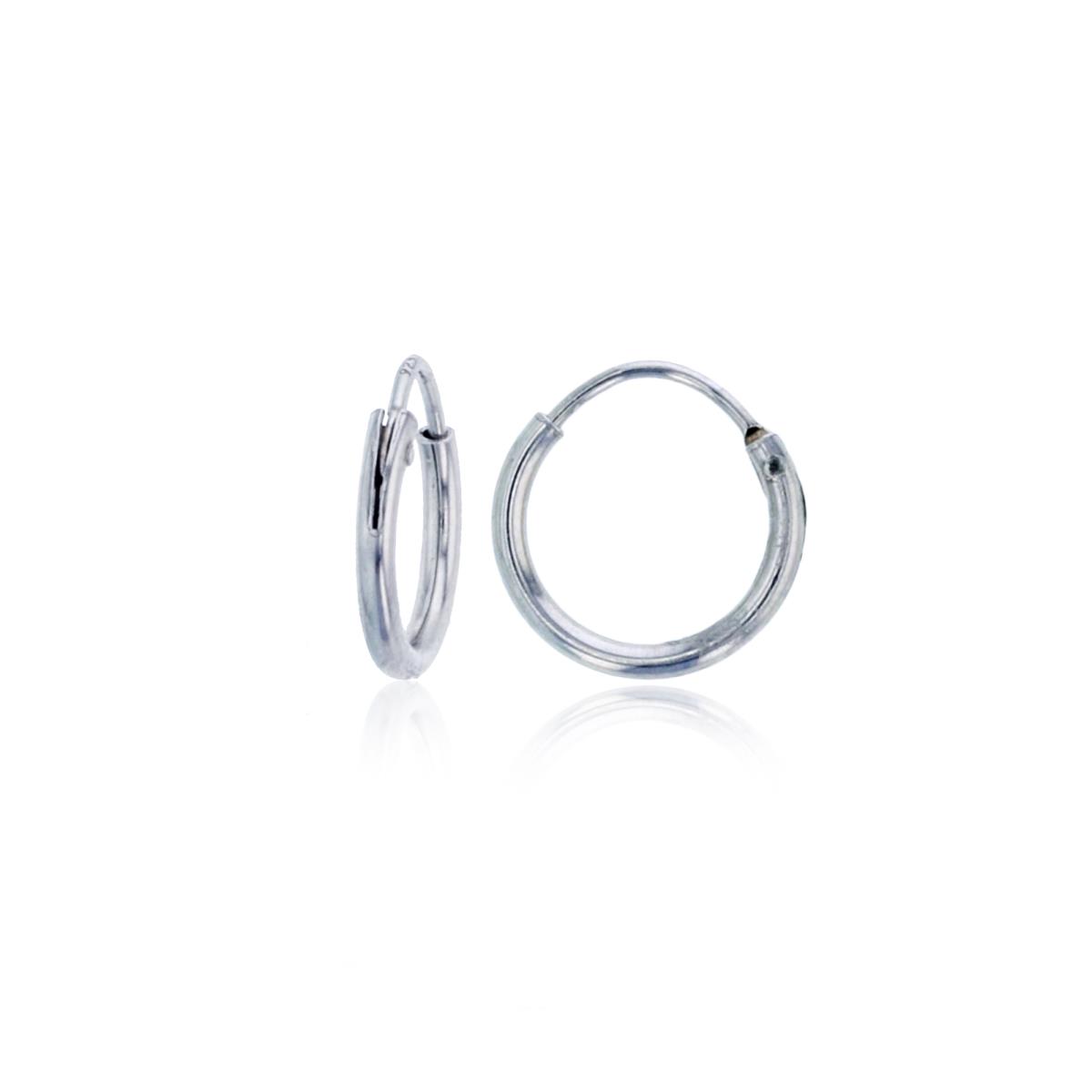 Sterling Silver Rhodium 10x1.25mm Polished Endless Hoop Earring