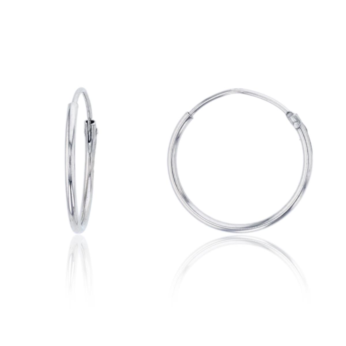 Sterling Silver Rhodium 14x1mm Polished Endless Huggie Earring