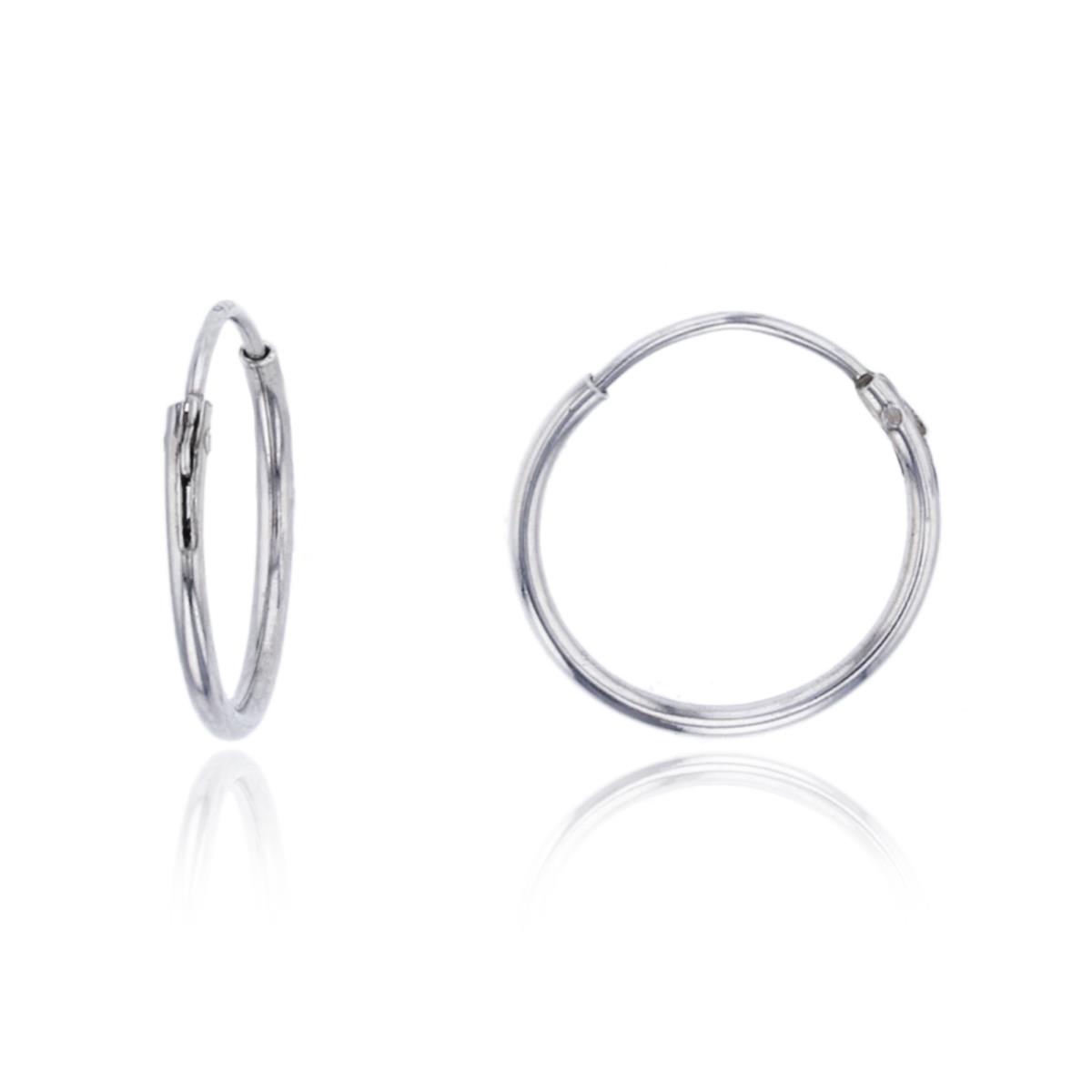 Sterling Silver Rhodium 12x1mm Polished Endless Huggie Earring