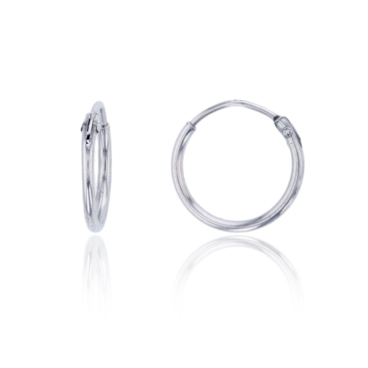 Sterling Silver Rhodium 10x1mm Polished Endless Huggie Earring