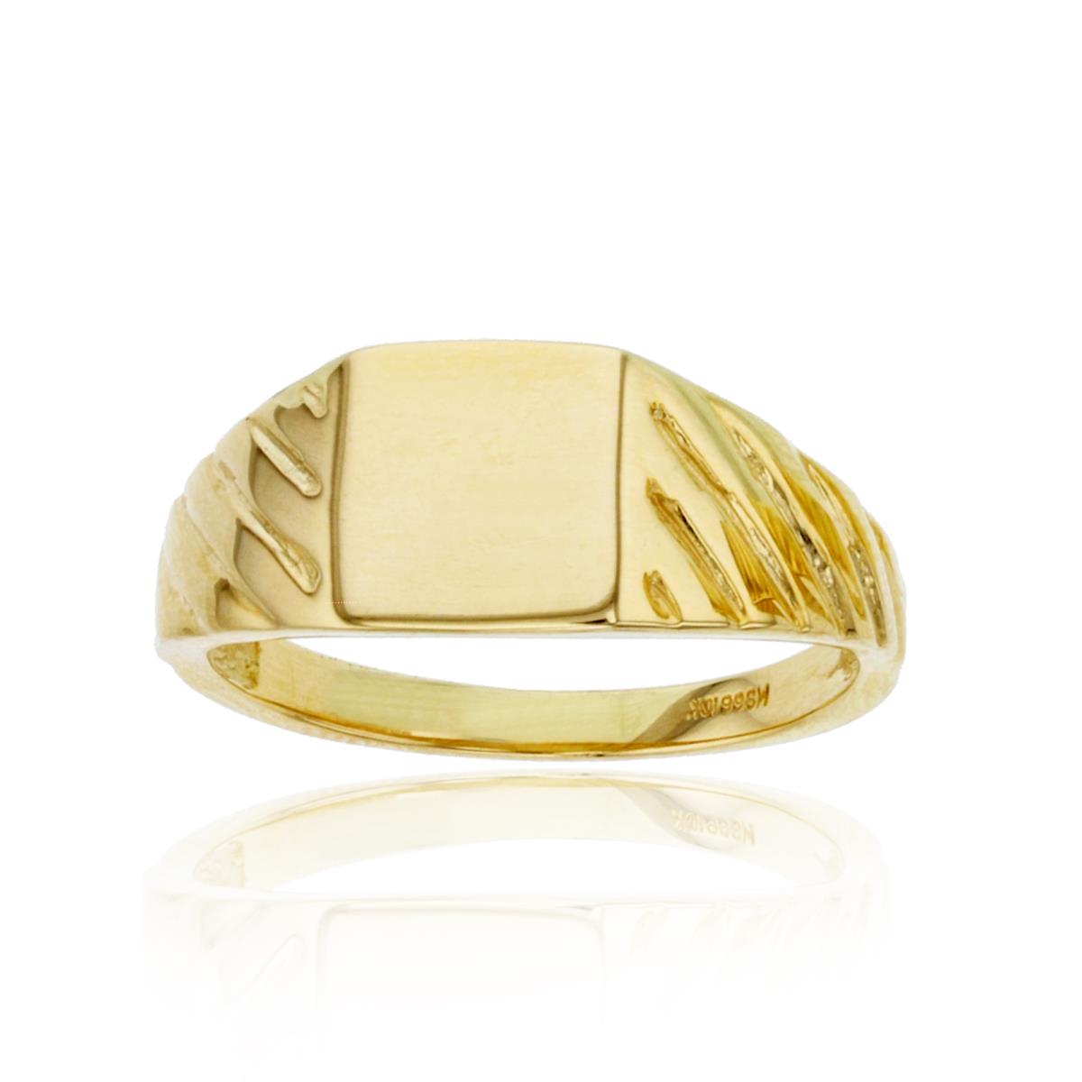 10K Yellow Gold Grad Textured Engravable Men's Ring