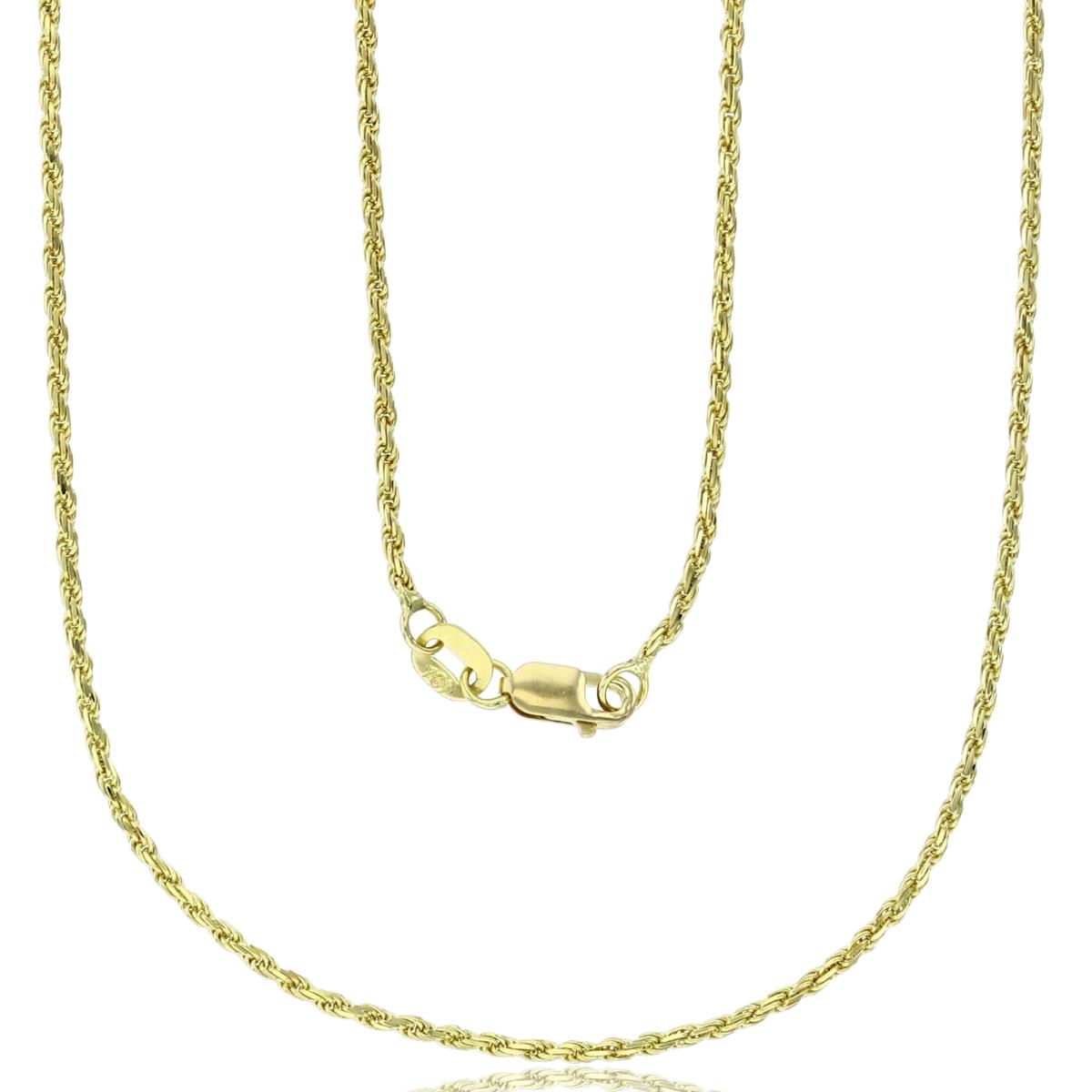 14K Yellow Gold 1.84mm Solid Light DC 014  Rope 18" Chain