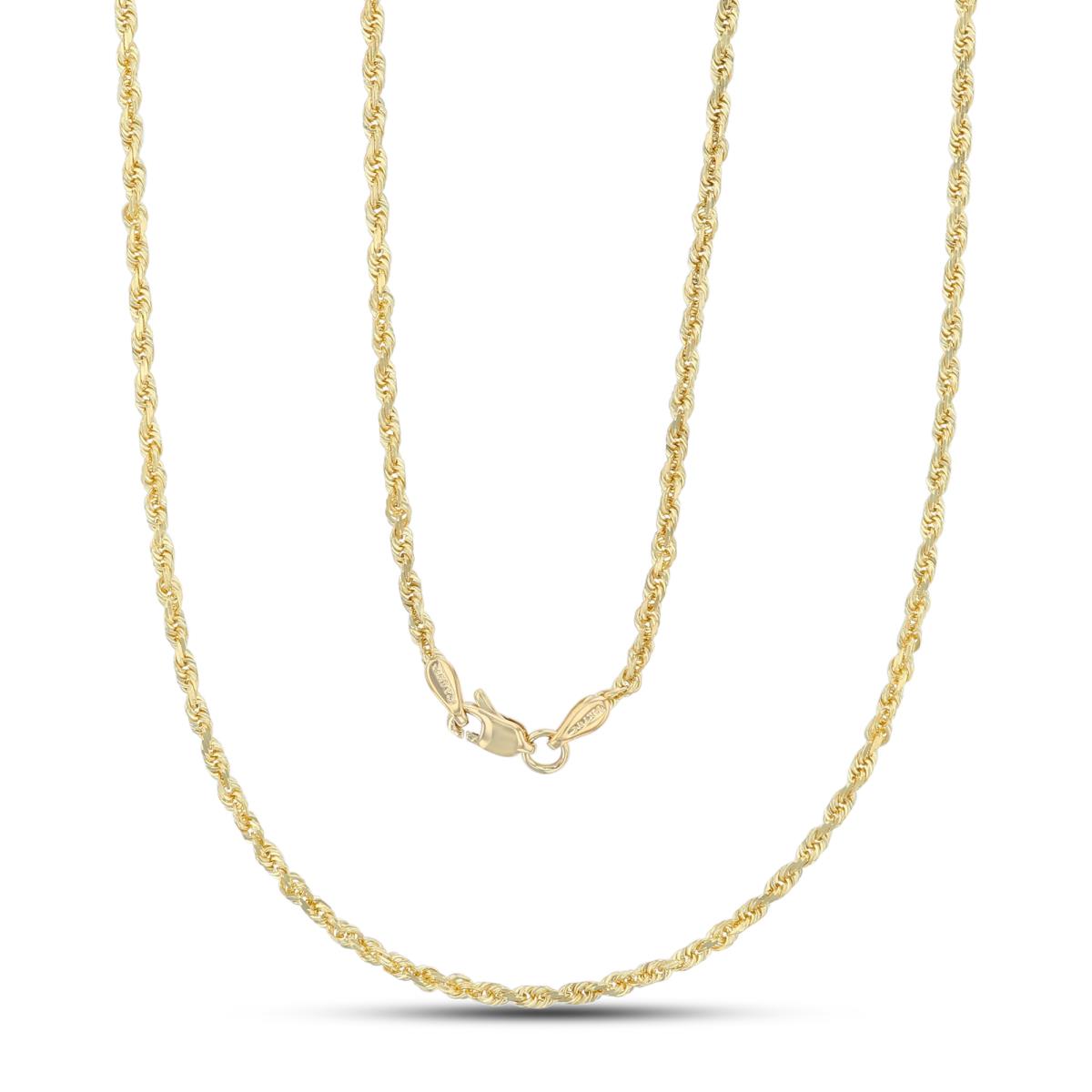 14K Yellow Gold 2mm Solid Light DC 016 Rope 18" Chain