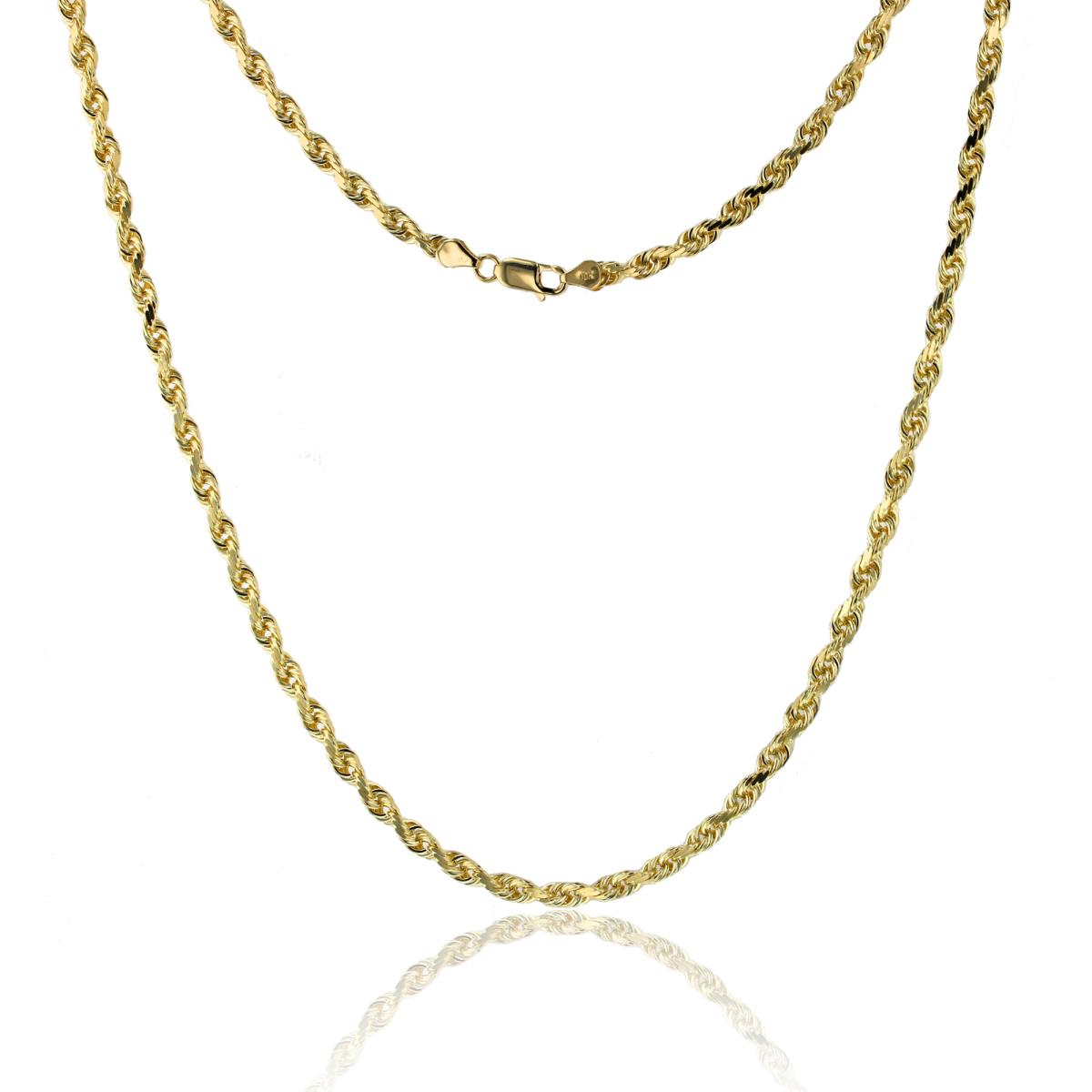 14K Yellow Gold 4.40mm Solid Light DC 035 Rope 24" Chain