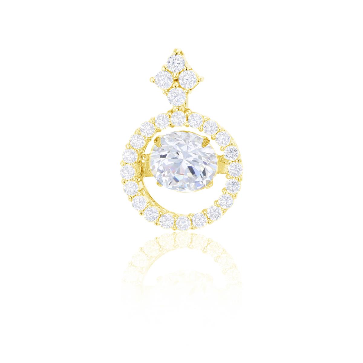 Sterling Silver Yellow Round Cut CZ Halo Pendant