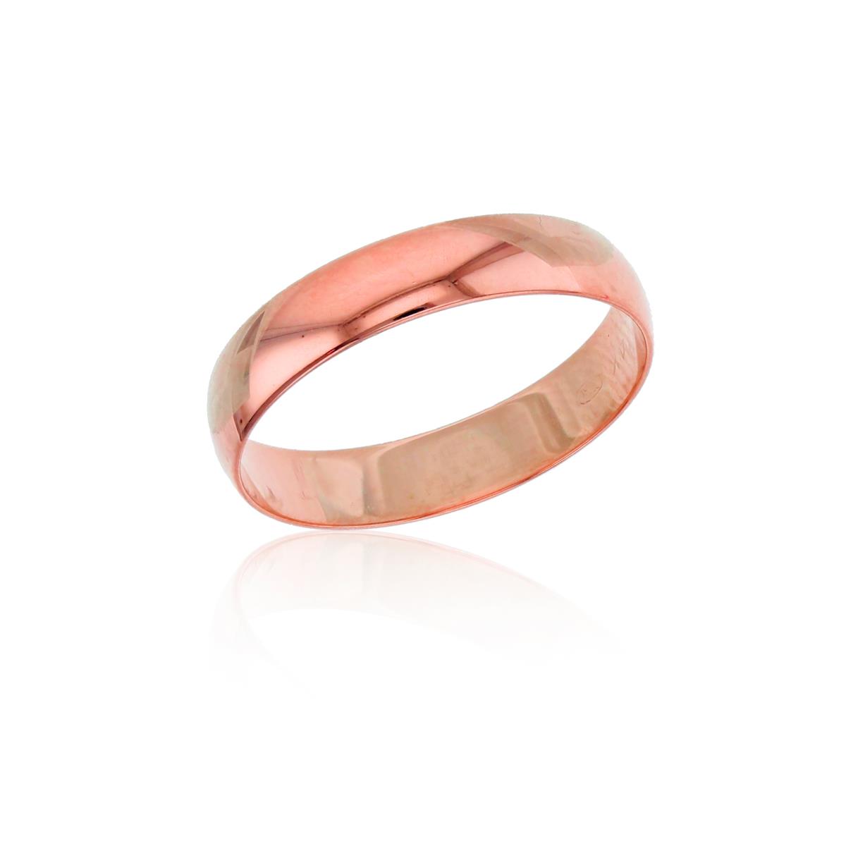 10K Rose Gold 4mm Polished Plain Wedding Band
