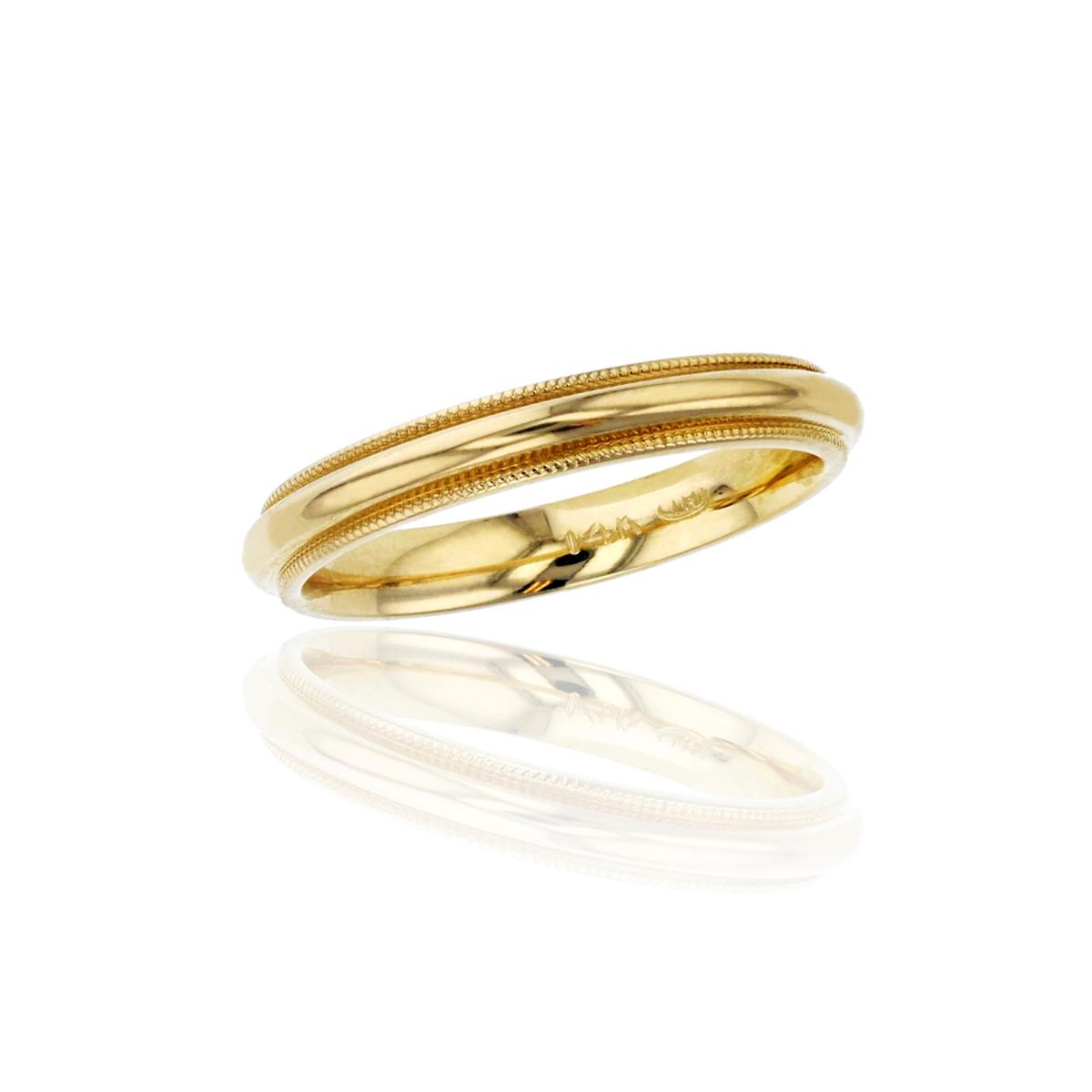 18K Yellow Gold Comfort Feel 3mm Milgrain Wedding Band