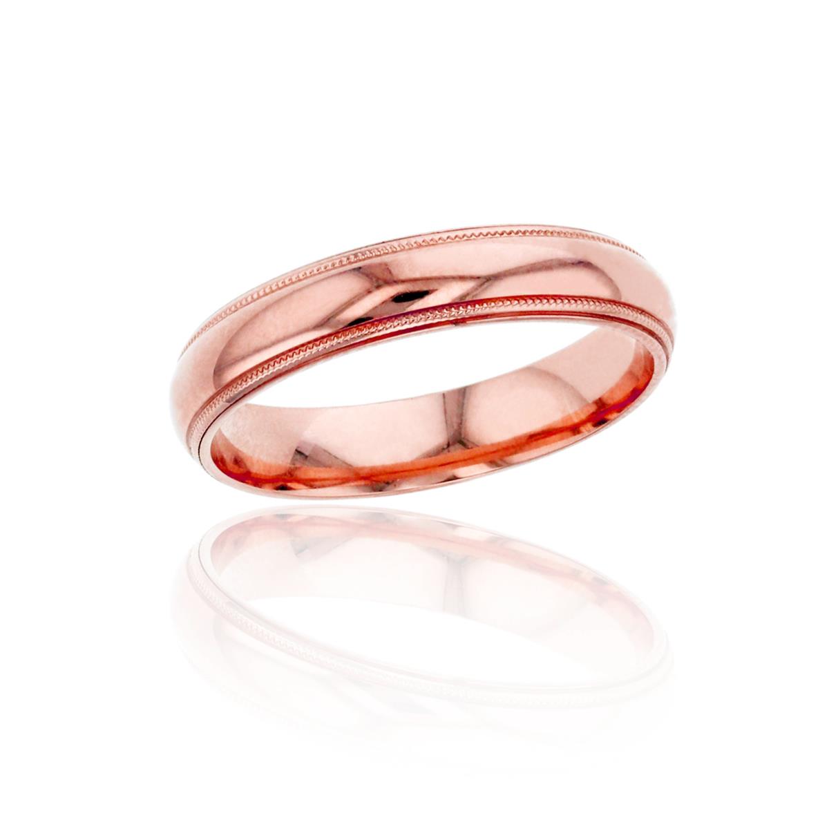 14K Rose Gold Comfort Feel 4mm Milgrain Wedding Band