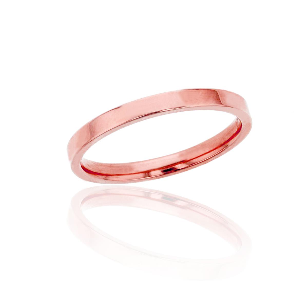 10K Rose Gold 2mm Polished Flat Comfort Feel Plain Wedding Band