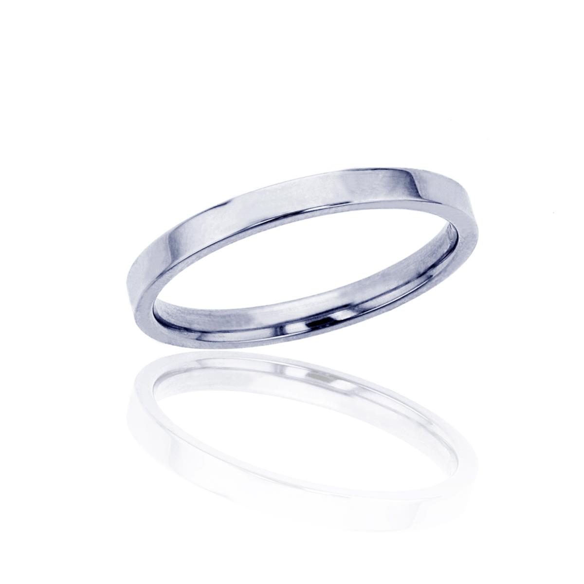 18K White Gold 2mm Polished Flat Comfort Feel Plain Wedding Band