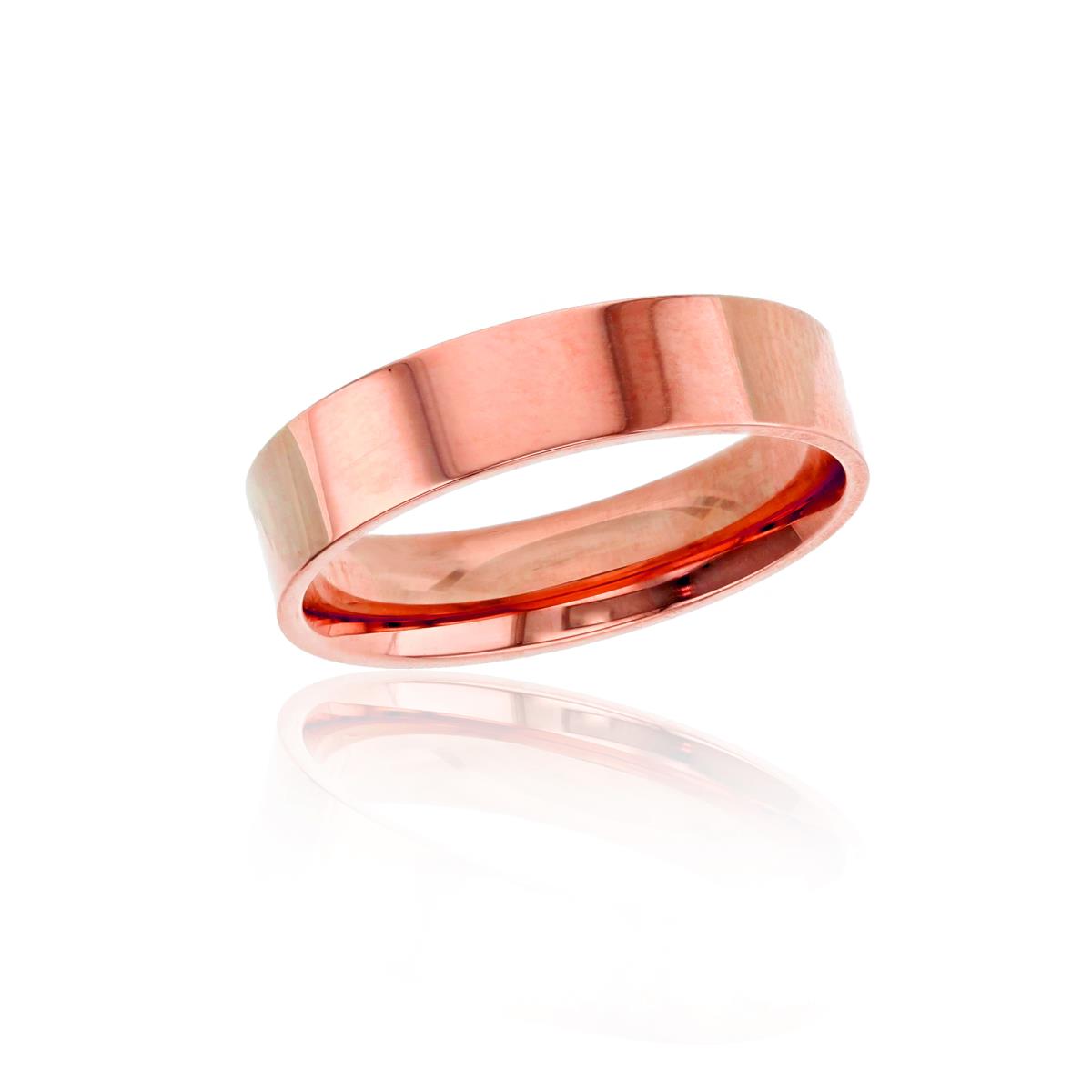 10K Rose Gold 5mm Polished Flat Comfort Feel Plain Wedding Band