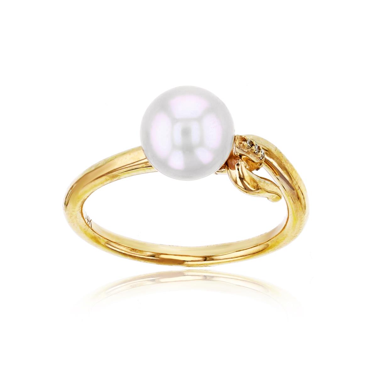 ESTIMATED-10K Rose Gold 0.005 CTTW Rnd Diamonds & 8mm Rnd White Pearl Ring