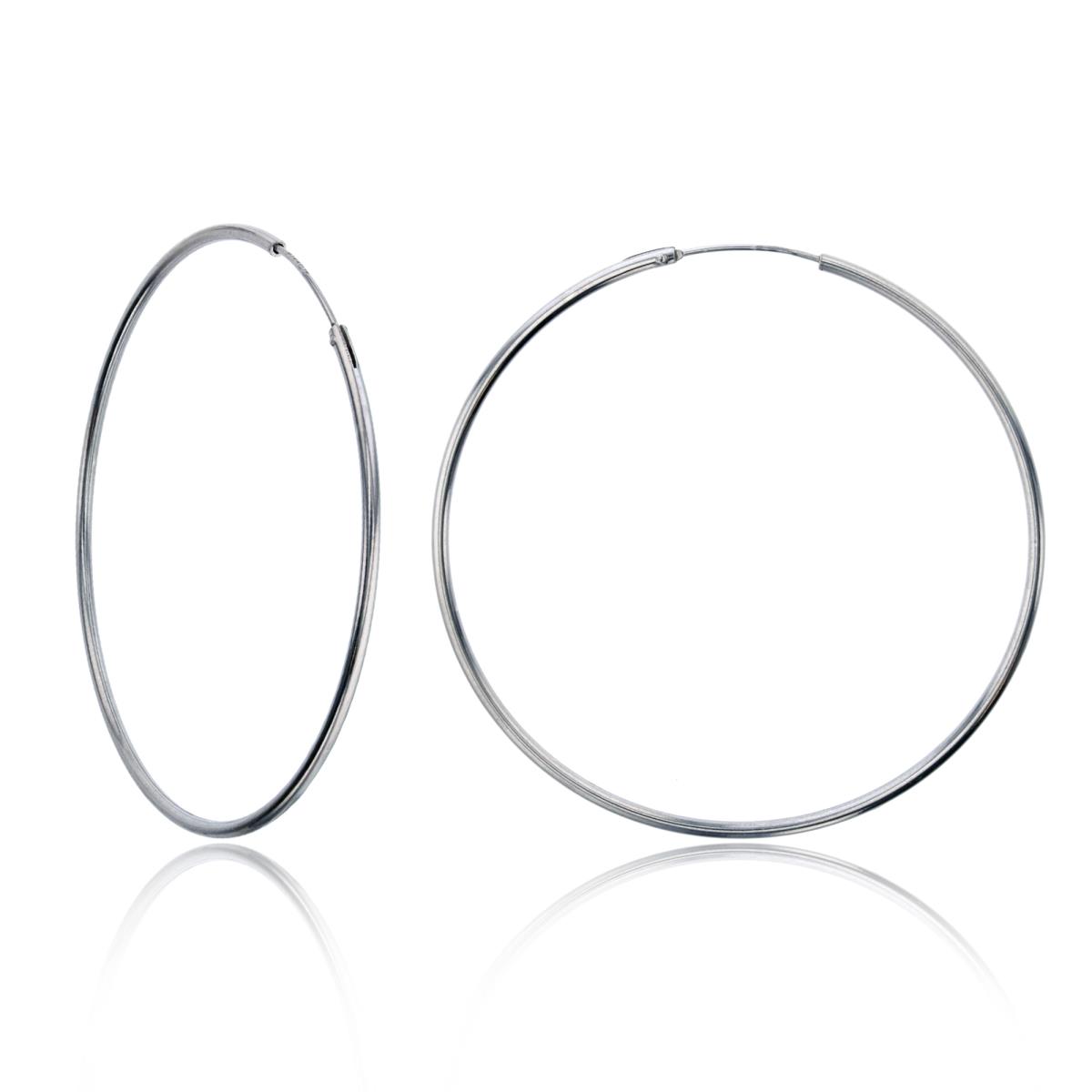 Sterling Silver Rhodium 50x1.50mm Polished Endless Hoop Earring