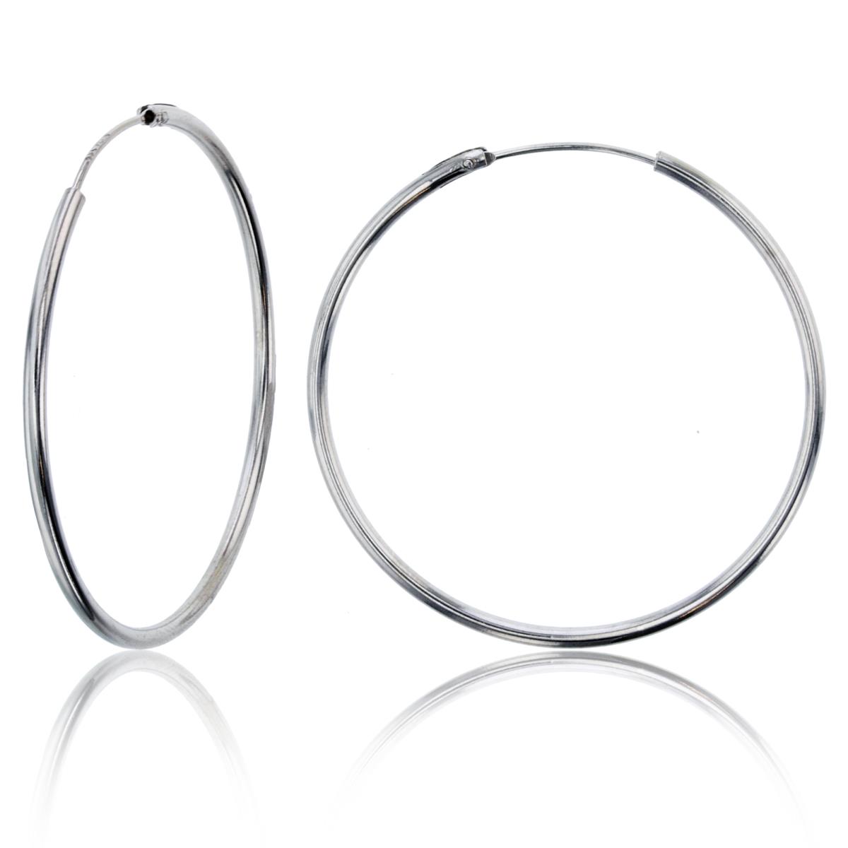 Sterling Silver Rhodium 35x1.50mm Polished Endless Hoop Earring