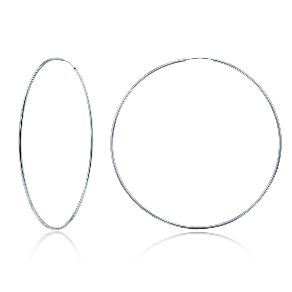 Sterling Silver Rhodium 90x1.50mm Hoop Polished Endless Earring